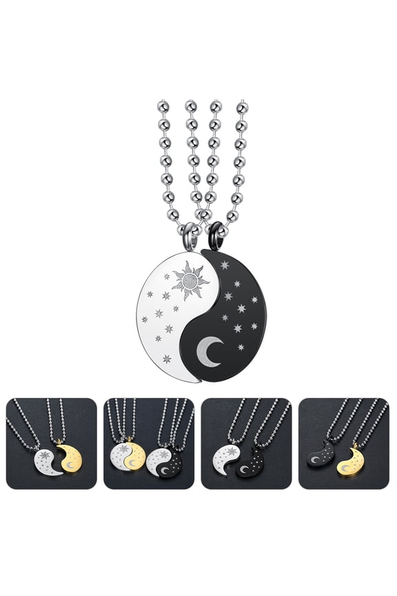 1 Pair Detachable Sun and Moon Pendants Necklace for Couples Love Testimony Romantic Jewelry