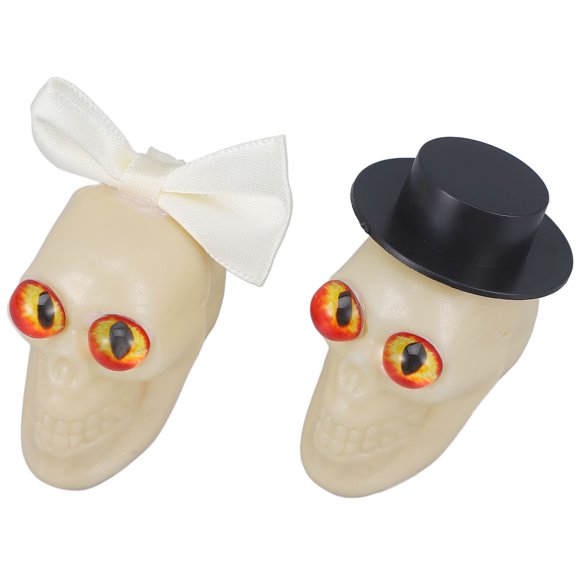 LOLIPPYY 1 Pair Skull Bride Groom Model Plastic Orange Decoration for Desktop Simulation