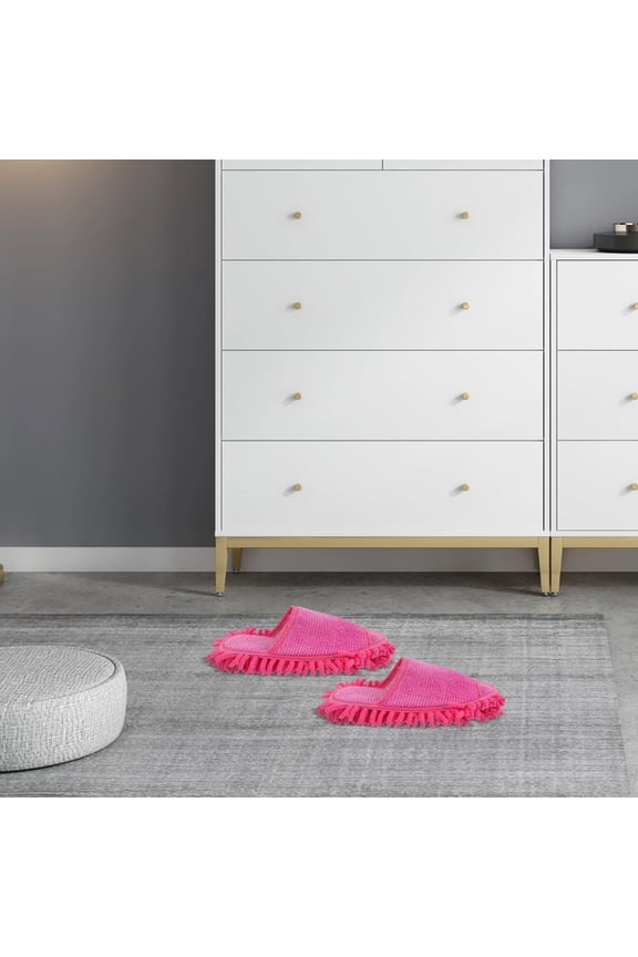 1 Pair Soft Slippers for Women Rosy Floor Cleaning Indoor Dusting Slippers