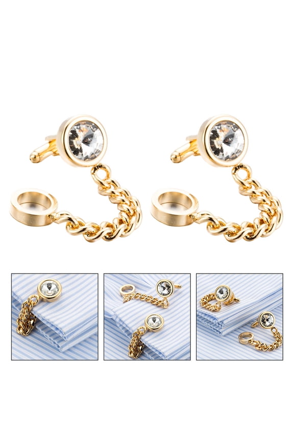 1 Pair Stylish Shirt Cuff Buttons Cuff Links Golden Simple Design Decoration for Business Partnerships