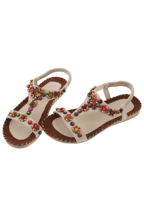 1 Pair Summer Ankle Flats Beige Non-slip Summer Footwear for Women Outdoor Travel