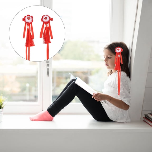 LOLIPPYY 1 Pair Tassel Hair Clips Hair Accessory with Retro Style for School Wear