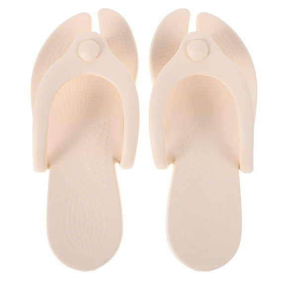 LOLIPPYY 1 Pair Beige EVA Travel Shower Shoes for Women, Non- Flat Slippers Ideal for Home and Airplane Use