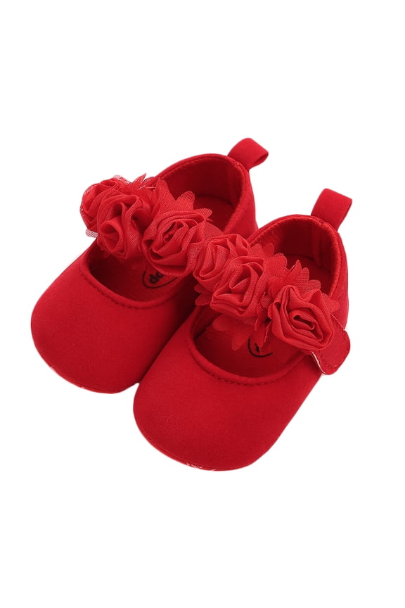 1 Pair of Lightweight Barefoot Shoes for Toddlers in Red Cotton with Breathable Design for Dance Class