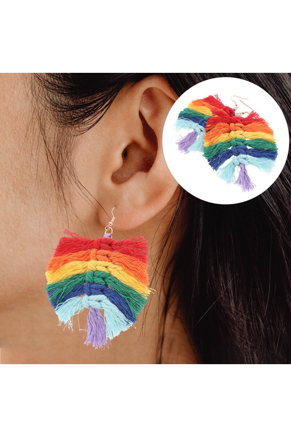 1 Pair of Wedding Earrings for Women Bohemian Multi colored Alloy Dangle Accessories