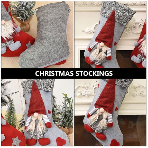 LOLIPPYY Red Gnome Christmas Stocking Bag, 1 Pc Holiday Sack for Friends and Family