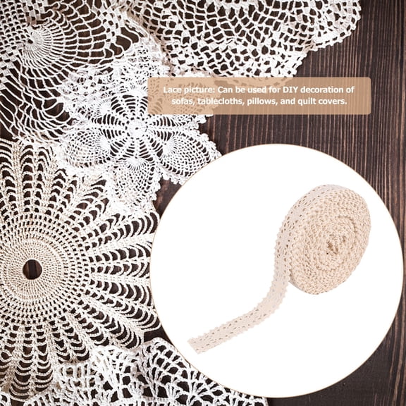 LOLIPPYY 1 Roll Lace Ribbon Lace Trim Beige Cotton Thread for Bag Decoration Sewing Craft