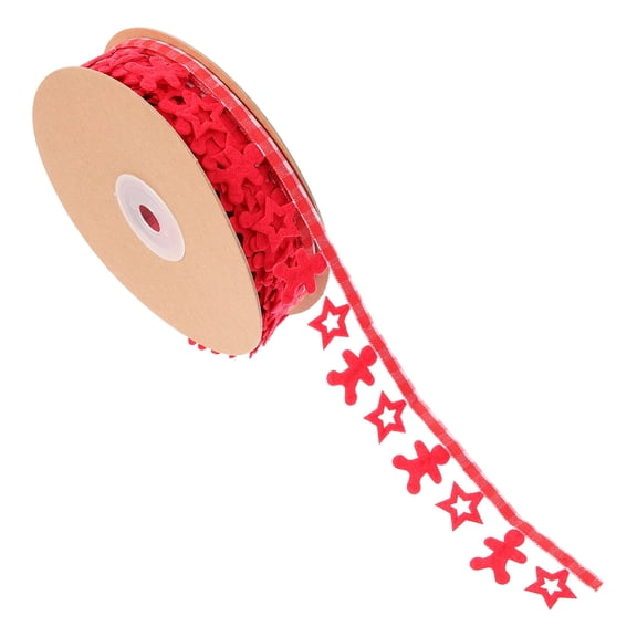 LOLIPPYY Red Gingerbread Ribbon Roll for Holiday Wrapping, Christmas Decorations, Seasonal Crafting and Festive Packaging