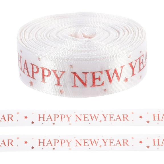 LOLIPPYY Happy New Year Ribbon Roll for Wreaths, Crafts, and Wrapping - 1 Roll