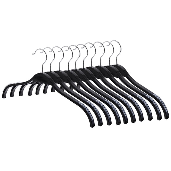 LOLIPPYY 1 Set 10 Pcs Plastic Black Hangers Rustproof Simple Wardrobe Organization