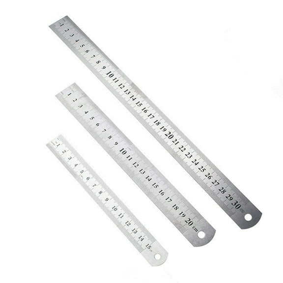 LOLIPPYY 1 Set 3pcs Graduated Steel Ruler Metric Machinist Meter Stick Double Scale Measurement