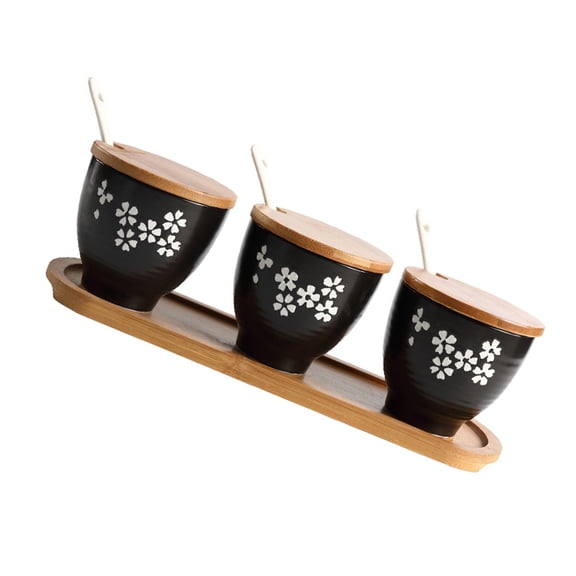 LOLIPPYY 1 Set Black Ceramic Seasoning Pot Kitchen for Cooking Organization