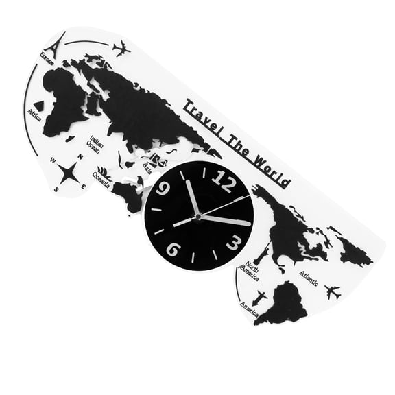 LOLIPPYY 1 Set Black Wall Clock Acrylic World Map Wall Decor for Adults