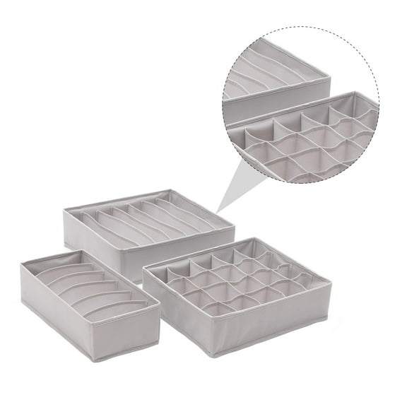 LOLIPPYY 1 Set Clothing Storage Organiser Grey Non-woven Fabric Rectangular Drawer-style Daily Use