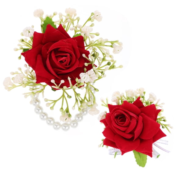 LOLIPPYY Artificial Flower Corsage Wristlet Bracelet Set, Wearable Floral Decor for Mothers of Bride and Groom Wedding
