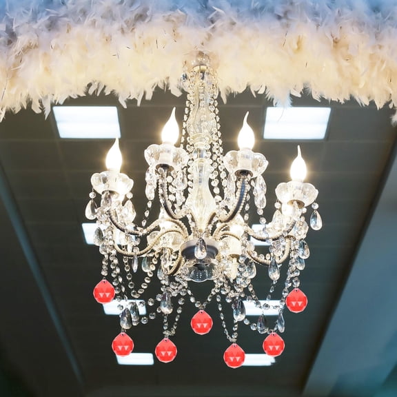 LOLIPPYY Crystal Beaded Hanging Decor Set, Red Garden Ornament for Chandeliers and Home Decoration