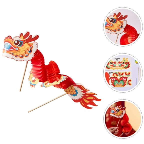 LOLIPPYY 1 Set DIY Dragon Crafts Paper for Spring Festival Celebrations