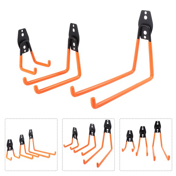 LOLIPPYY 1Set Orange Heavy Duty Arm Storage Hook with Anti Slip Coating for Garage Warehouse