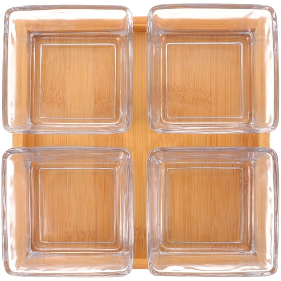 LOLIPPYY Glass Snack Bowl Set with Tray, Divided Fruit and Dessert Dish for Home, Parties, Nuts Storage Container