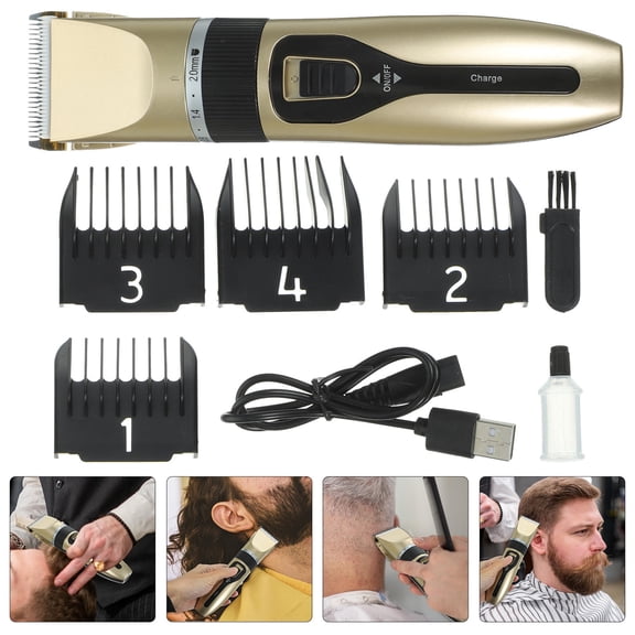 LOLIPPYY Professional Hair Clippers Set Golden Metal Plastic for Home Barber Use Portable Hair Cutting Tools 1 Set