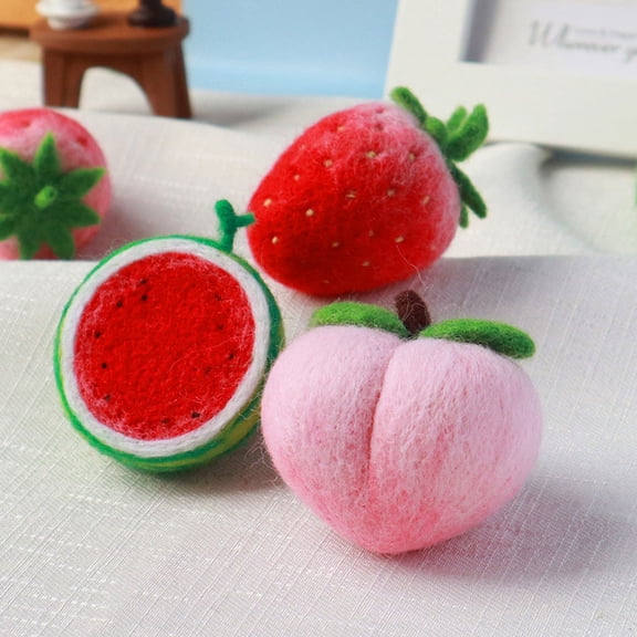 LOLIPPYY Fruit Felting Wool DIY Kit Red Wool Material for DIY Projects