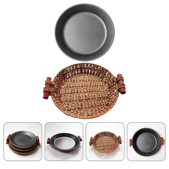 LOLIPPYY 1 Set Iron Steak Plate Non-stick Round Kitchen Utensil for Home Cooks