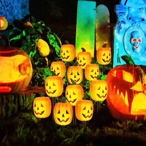 LOLIPPYY 1 Set  Lawn Decorations Solar Lights Pumpkin Shape PVC for Party