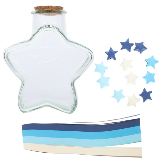 LOLIPPYY 1 Set Origami Star Strips for DIY Decoration with Blue Gradient Paper