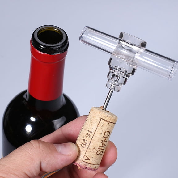 LOLIPPYY 1 Set Portable Wine Cork Remover with Plastic Handle Wine Bottle Opener in Red Black and Clear 3pcs