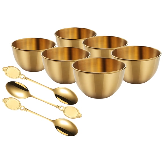LOLIPPYY 1 Set Round Stainless Steel Dipping Bowl Golden For Households And Catering Halls