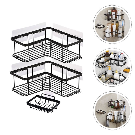 LOLIPPYY 1 Set Shower Caddy Carbon Steel Corner Placement Non-Slip for Homeowners