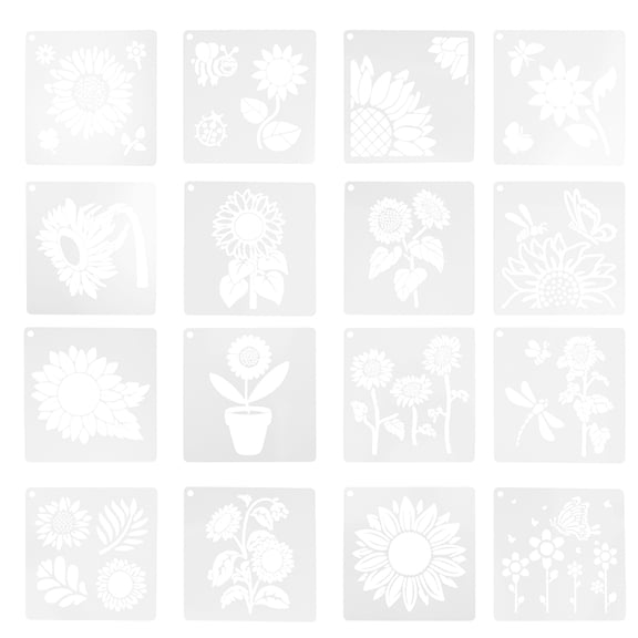 LOLIPPYY Sunflower Stencil Set for Crafts, Multi-Use Flower and Plant Painting Templates, Drawing Stencils for Art Projects
