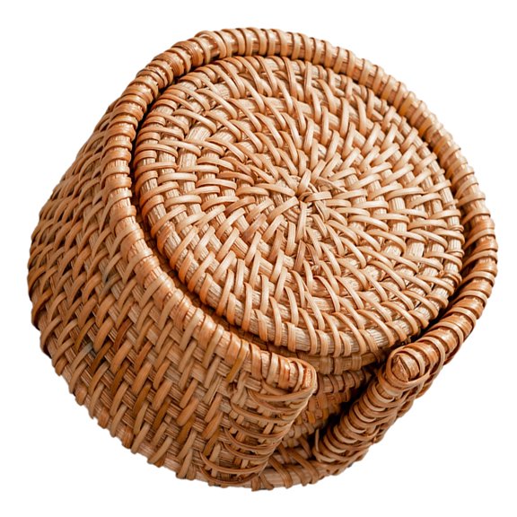 LOLIPPYY 1 Set Tea Cups Pads for Dining Tables with Rattan Material Anti-skid