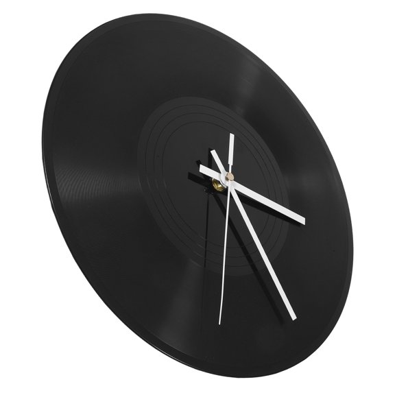 LOLIPPYY 1 Set Timeless Wall Clock Plastic Vinyl Record Shape Time Display for Home Decor