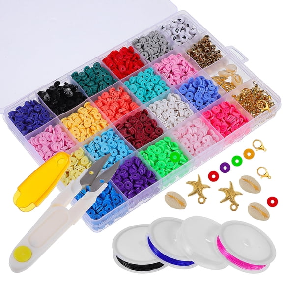 LOLIPPYY Jewelry Making Charms Set with Assorted Color Polymer Clay Beads, Trendy Craft Accessories for Adults