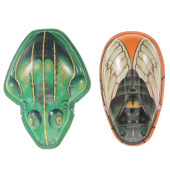 LOLIPPYY 1 Set Vintage Tin Frog Cicada Miniature Figurine Retro Frog Decor for Collectors