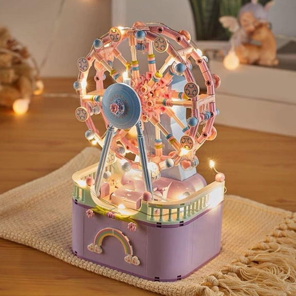 LOLIPPYY 1 Set Plastic Building Block Toy Music Table with Ferris Wheel Shape for Kids Crafts Assembly Fun