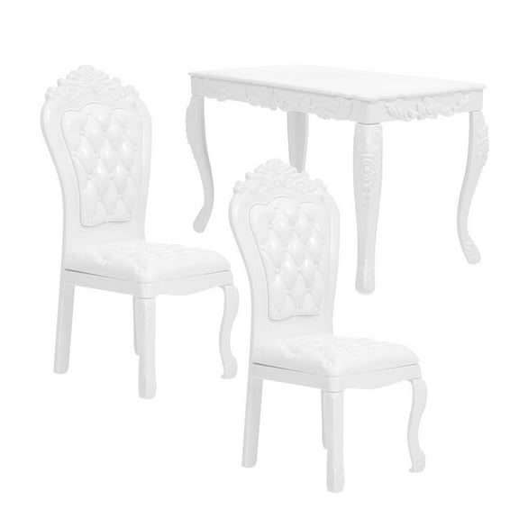 LOLIPPYY Mini Table and Chair Set, 1 Piece White Plastic Decorative Craftsmanship Design for Home and Office