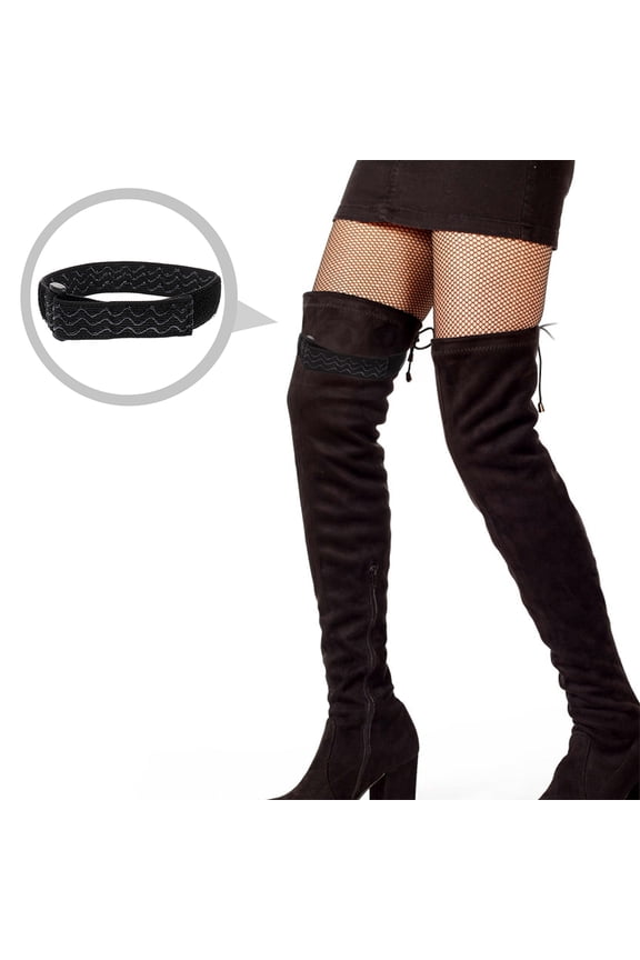 1 Set of Elastic Boot Straps Bands Crafted from Black Polyester to Prevent Boots from Falling