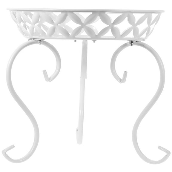 LOLIPPYY 1 Set of Flower Pot Pedestal for Outdoor Decoration with Metal Stand in White Color