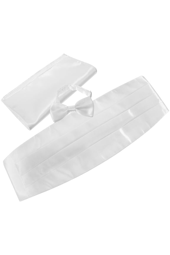 1 Set of Men's Bow Ties Satin Cummerbund Handkerchiefs for Graduation Ceremonies