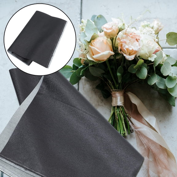 LOLIPPYY 1 Sheet Flower Wrapping Papers Flower Bouquet Wrapping Fabric PU Black High Gloss for Wrapping