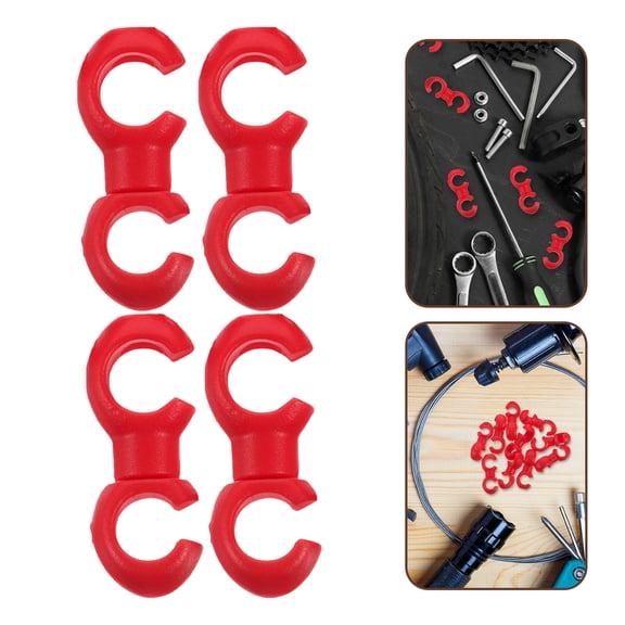 LOLIPPYY 10 Pack Red Plastic Cable Buckle Clips for Bike Use Sturdy Design Easy Installation Suitable for Road and Mountain Bikes