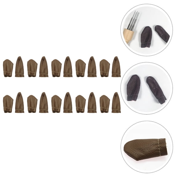 LOLIPPYY 10 Pairs Brown Finger Covers for Crafters and Handworkers, Practical Thimble for Sewing and Crafting