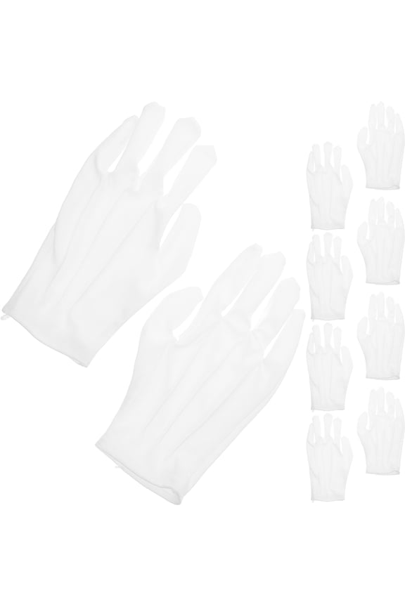 10 Pairs White Long Gloves For Jewelry Handling Polyester Formal Event Gloves For Adults