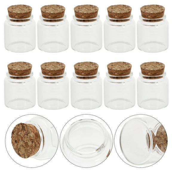 LOLIPPYY 10 Pcs Cork Stopper Glass Bottles Smooth Beverage Storage for Parties Weddings and Decoration