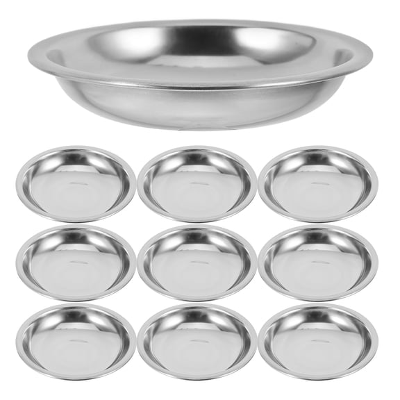 LOLIPPYY 10 Pcs Dipping Sauce Dish Stainless Steel Round Plates for Home Use