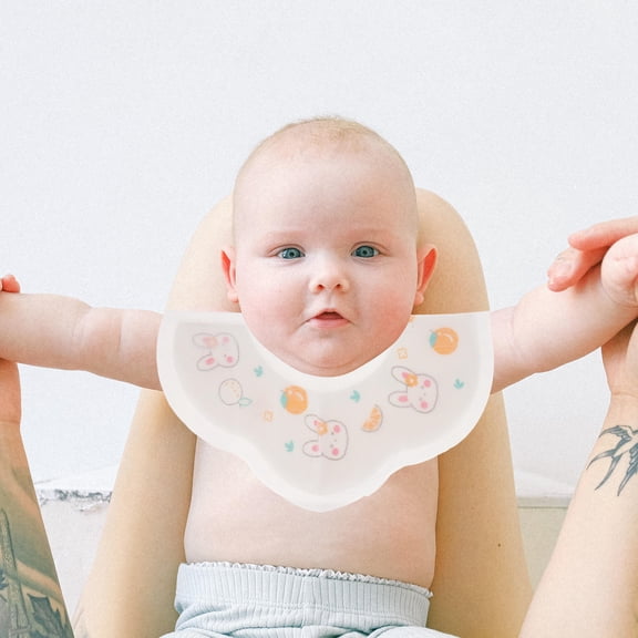 LOLIPPYY 10-Pack Orange Disposable Cotton Bibs for Babies and Toddlers, Spill-Proof, Convenient Design for Mealtime and Home Use