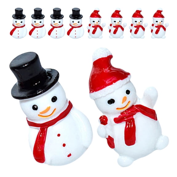 LOLIPPYY 10 Pcs Mini Resin Snowman Figurines 3D Design for Diy Micro Landscape Projects