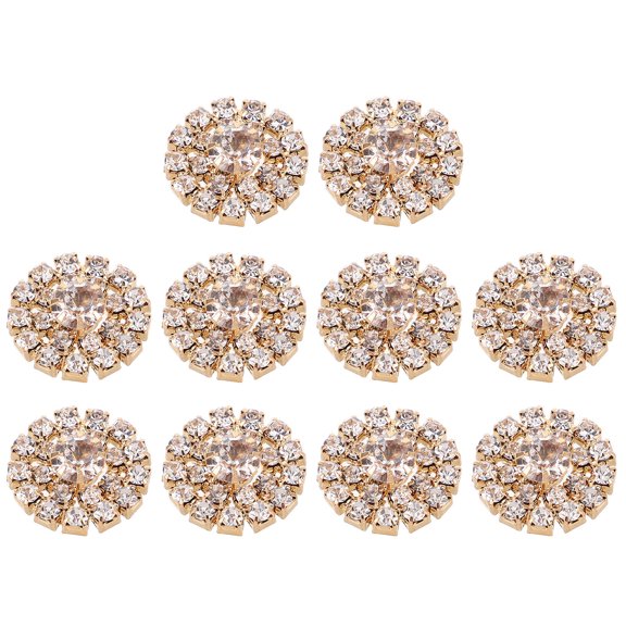 LOLIPPYY 10 Pcs Round Ornament For DIY Golden Alloy Rhinestone Charms Everyday Use